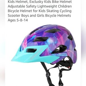 Child's Purple and Blue Bicycle, skateboard, scooter safety Helmet